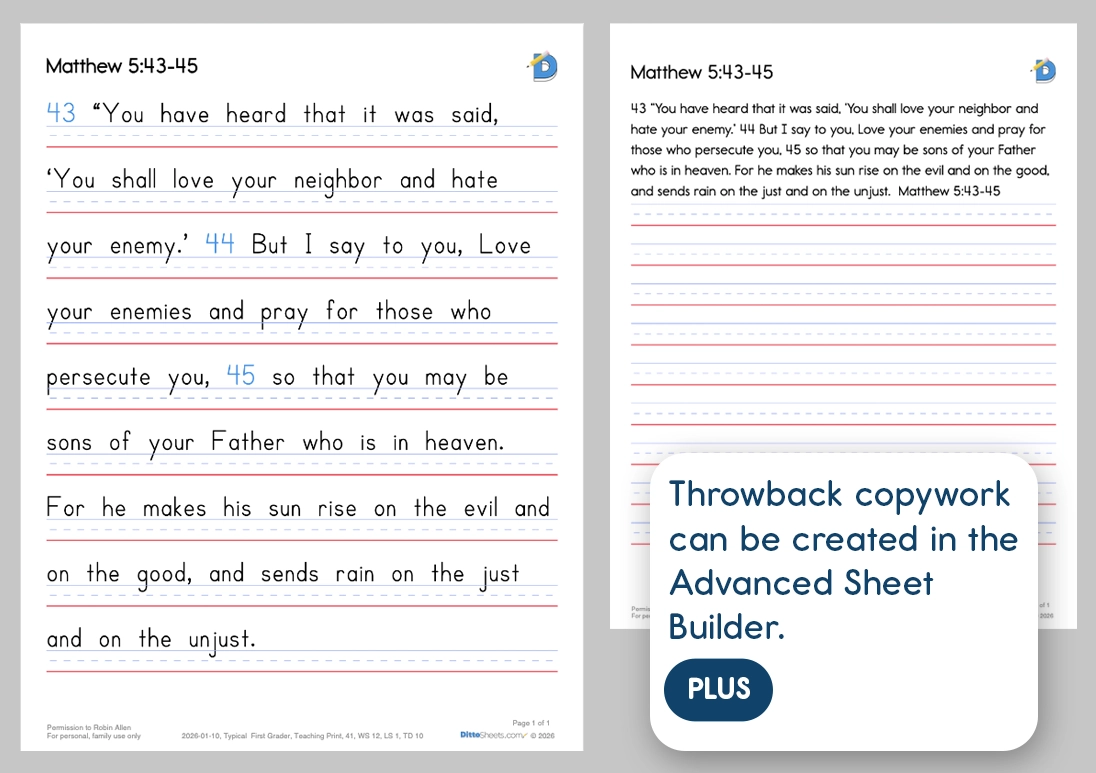 Traditional Copywork