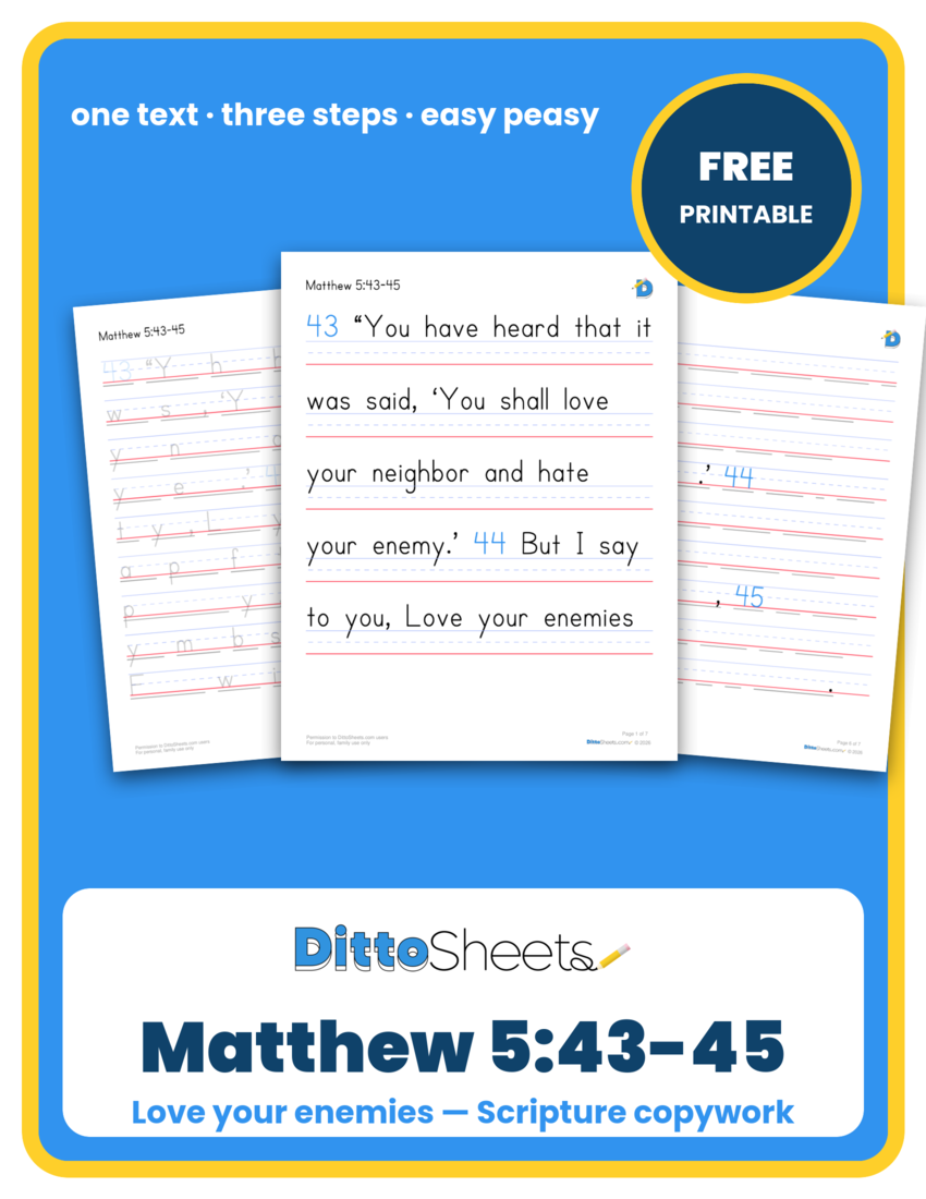 Preview of the Matthew 5:43-45 printable worksheet
