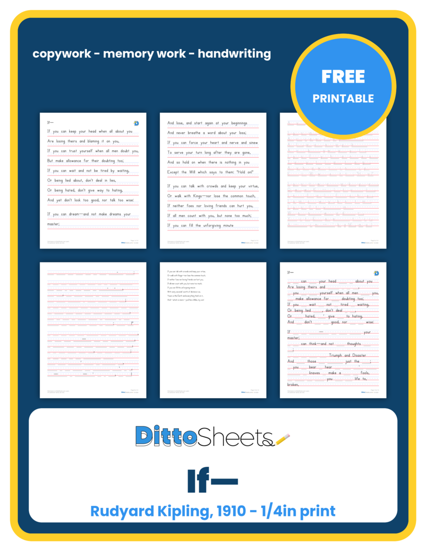 Preview of the If— Copywork printable worksheet